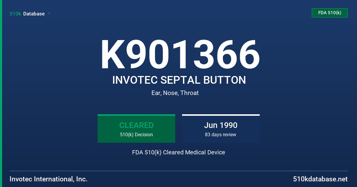 K901366 INVOTEC SEPTAL BUTTON FDA 510(k) Cleared Medical Device