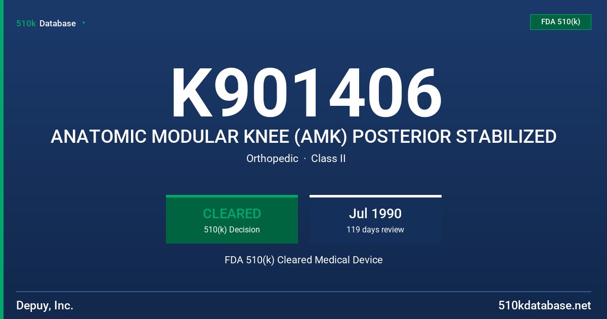 K901406 ANATOMIC MODULAR KNEE (AMK) POSTERIOR STABILIZED FDA 510(k) Cleared Medical Device