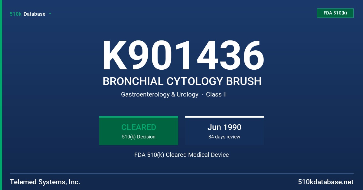 K901436 BRONCHIAL CYTOLOGY BRUSH FDA 510(k) Cleared Medical Device