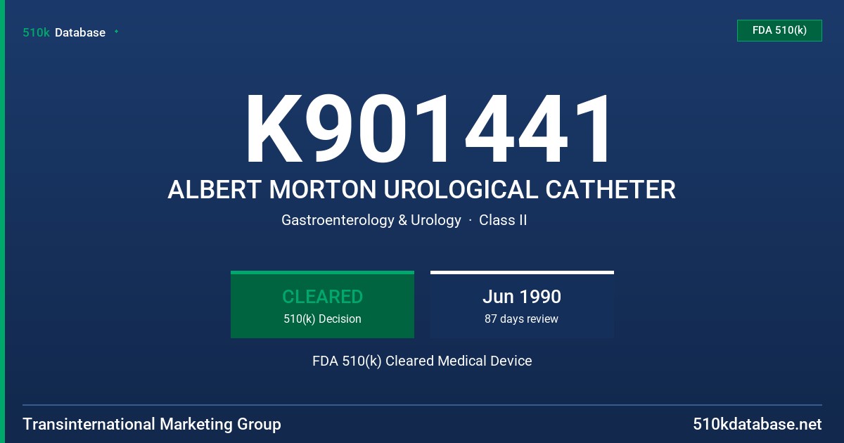 K901441 ALBERT MORTON UROLOGICAL CATHETER FDA 510(k) Cleared Medical Device