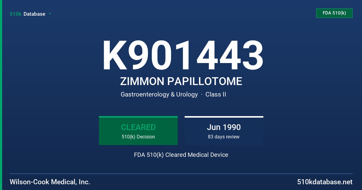 K901443 ZIMMON PAPILLOTOME FDA 510(k) Cleared Medical Device