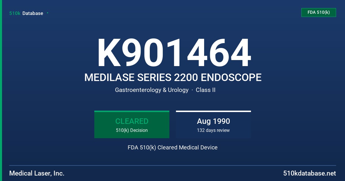 K901464 MEDILASE SERIES 2200 ENDOSCOPE FDA 510(k) Cleared Medical Device