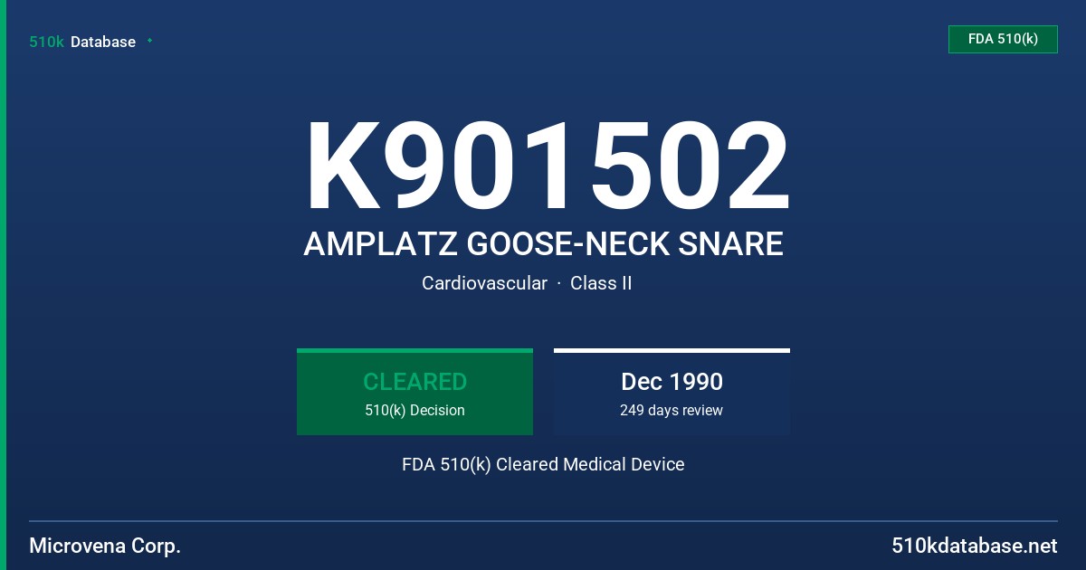 K901502 AMPLATZ GOOSE-NECK SNARE FDA 510(k) Cleared Medical Device