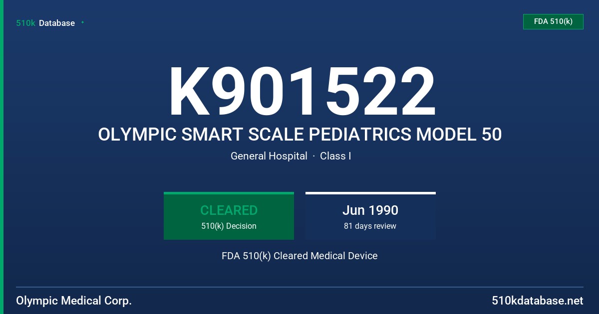 K901522 OLYMPIC SMART SCALE PEDIATRICS MODEL 50 FDA 510(k) Cleared Medical Device