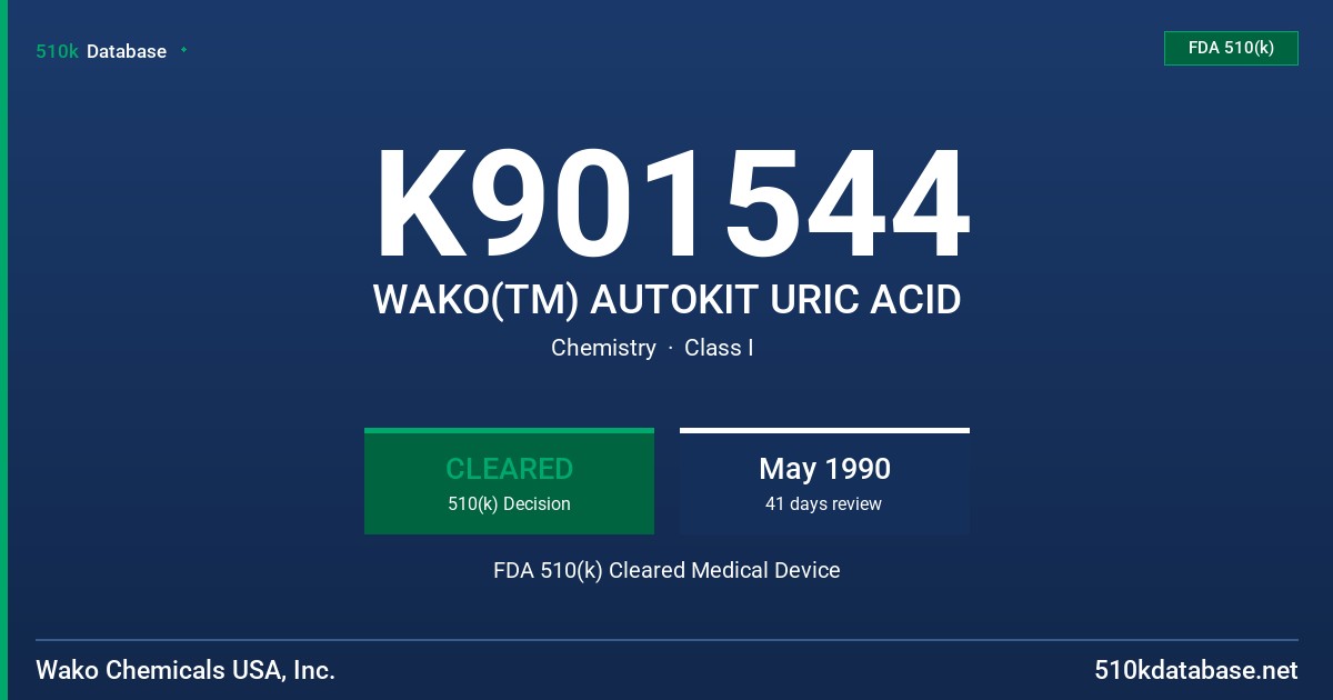 K901544 WAKO(TM) AUTOKIT URIC ACID FDA 510(k) Cleared Medical Device