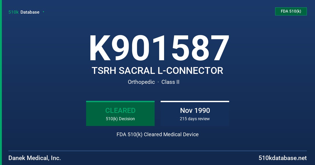 K901587 TSRH SACRAL L-CONNECTOR FDA 510(k) Cleared Medical Device