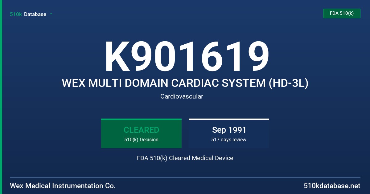 K901619 WEX MULTI DOMAIN CARDIAC SYSTEM (HD-3L) FDA 510(k) Cleared Medical Device