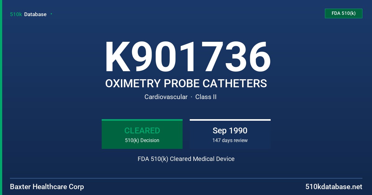 K901736 OXIMETRY PROBE CATHETERS FDA 510(k) Cleared Medical Device