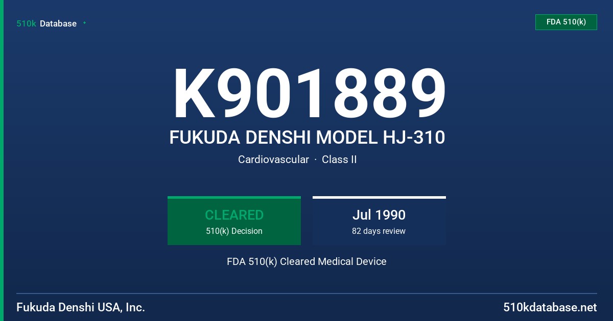 K901889 FUKUDA DENSHI MODEL HJ-310 FDA 510(k) Cleared Medical Device