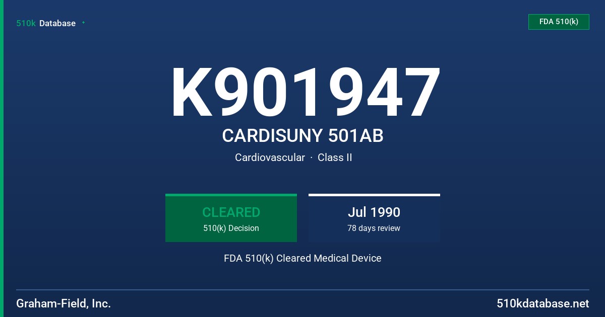 K901947 CARDISUNY 501AB FDA 510(k) Cleared Medical Device