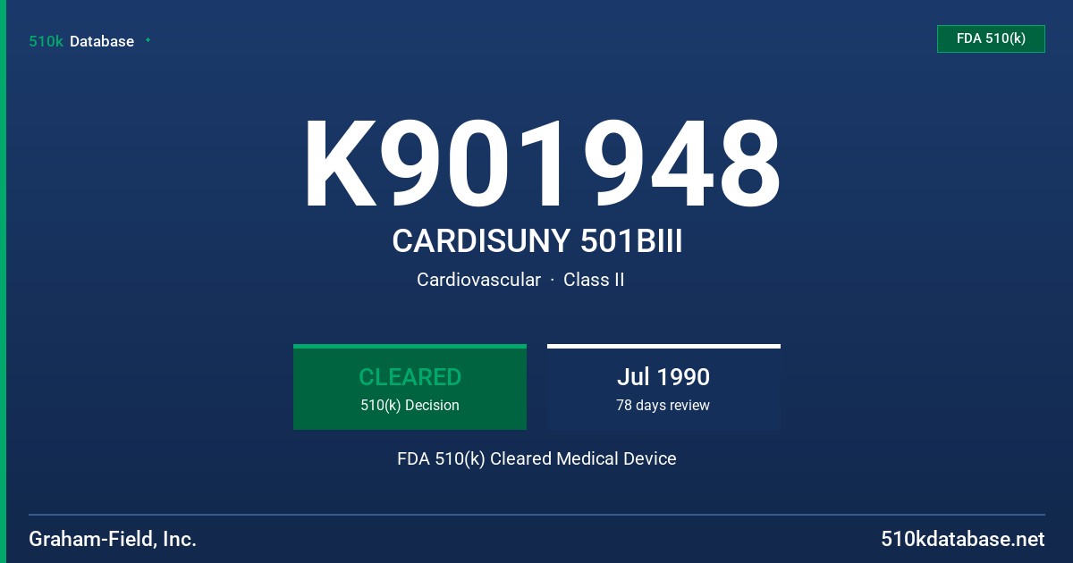 K901948 CARDISUNY 501BIII FDA 510(k) Cleared Medical Device