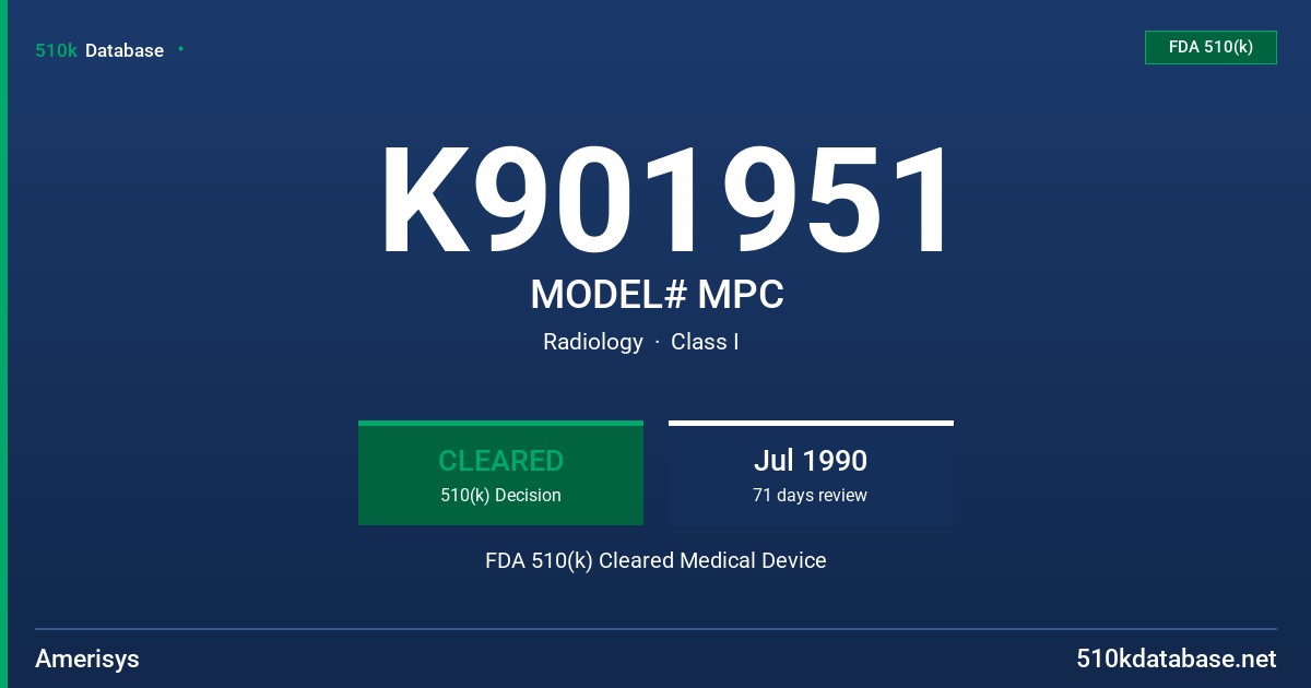 K901951 MODEL# MPC FDA 510(k) Cleared Medical Device