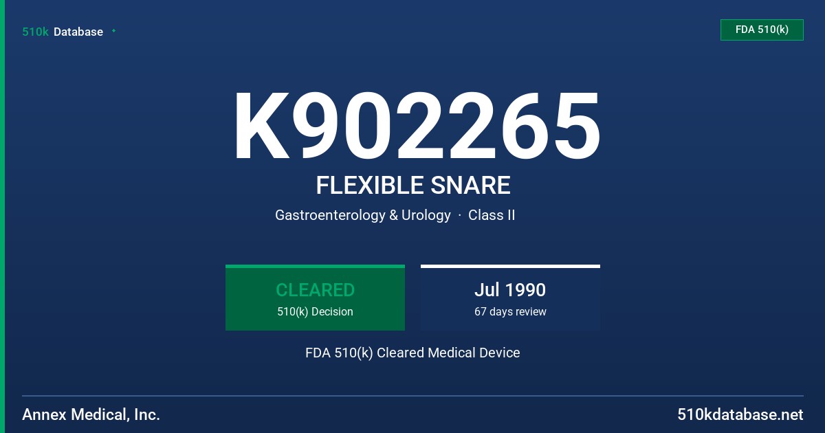 K902265 FLEXIBLE SNARE FDA 510(k) Cleared Medical Device