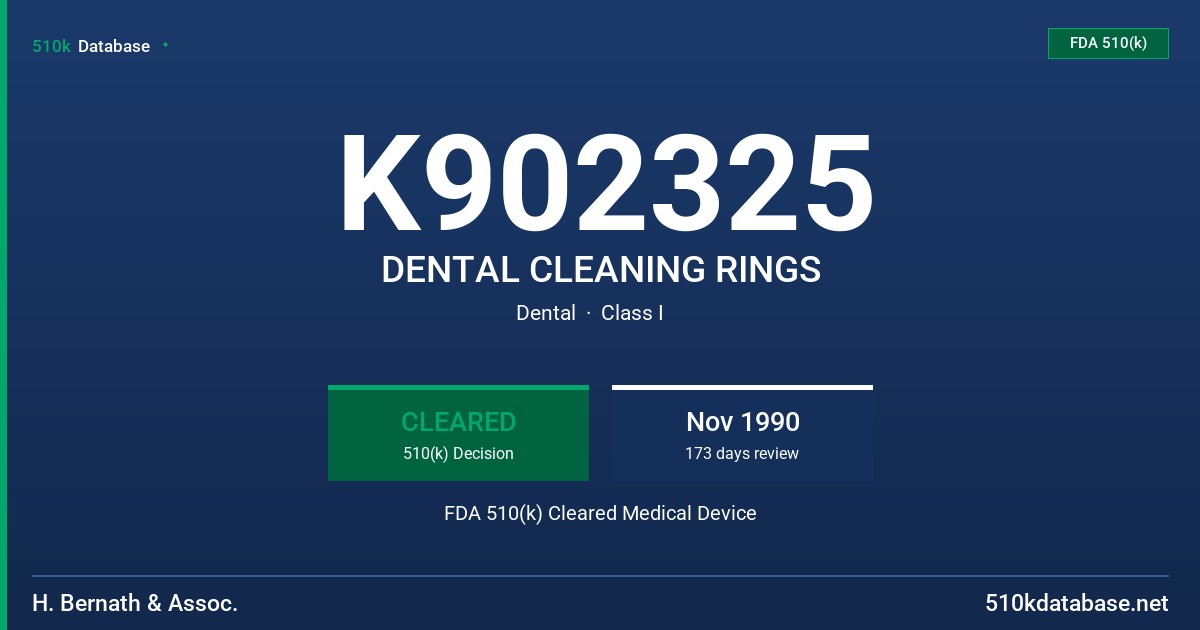 K902325 DENTAL CLEANING RINGS FDA 510(k) Cleared Medical Device