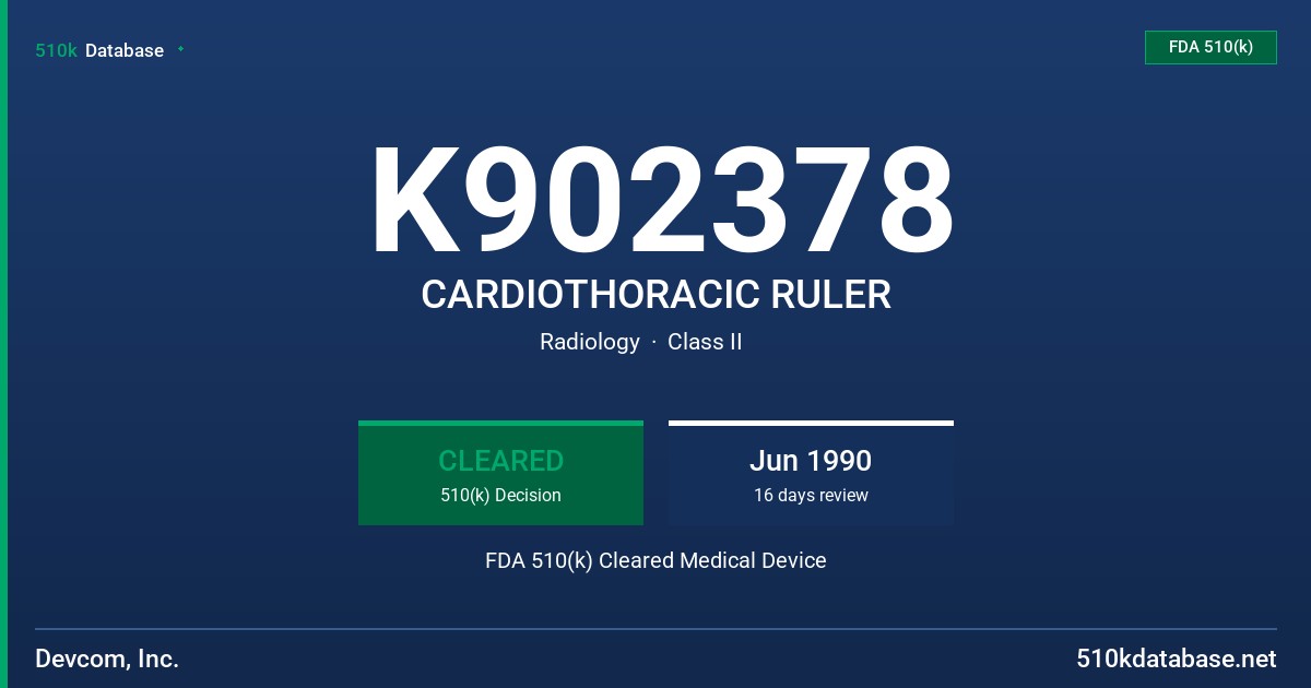 K902378 CARDIOTHORACIC RULER FDA 510(k) Cleared Medical Device