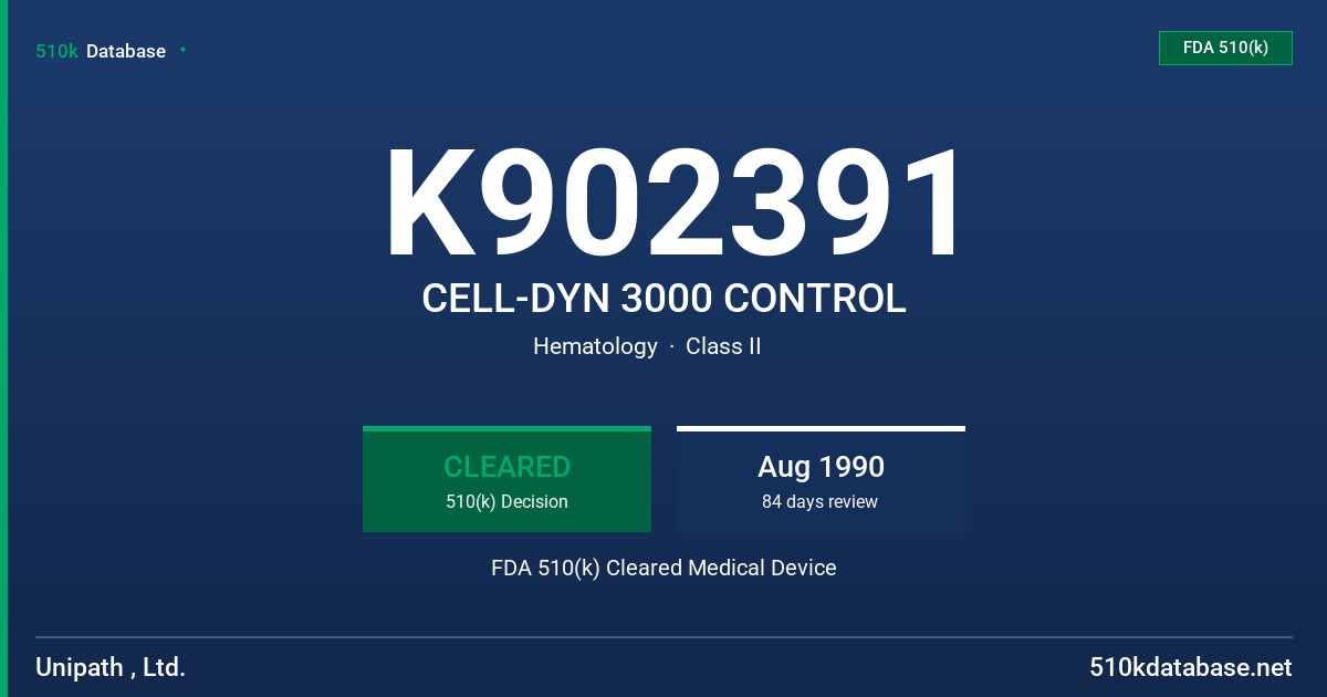 K902391 CELL-DYN 3000 CONTROL FDA 510(k) Cleared Medical Device
