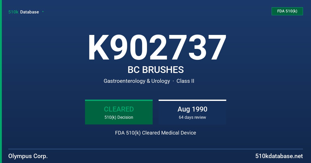 K902737 BC BRUSHES FDA 510(k) Cleared Medical Device