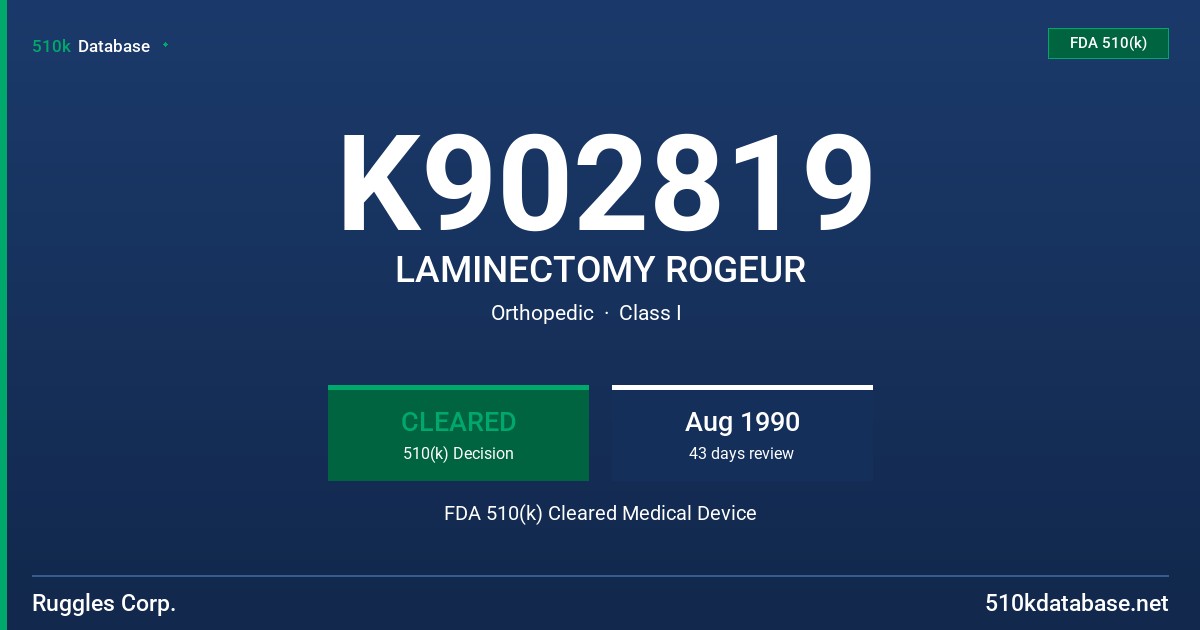 K902819 LAMINECTOMY ROGEUR FDA 510(k) Cleared Medical Device