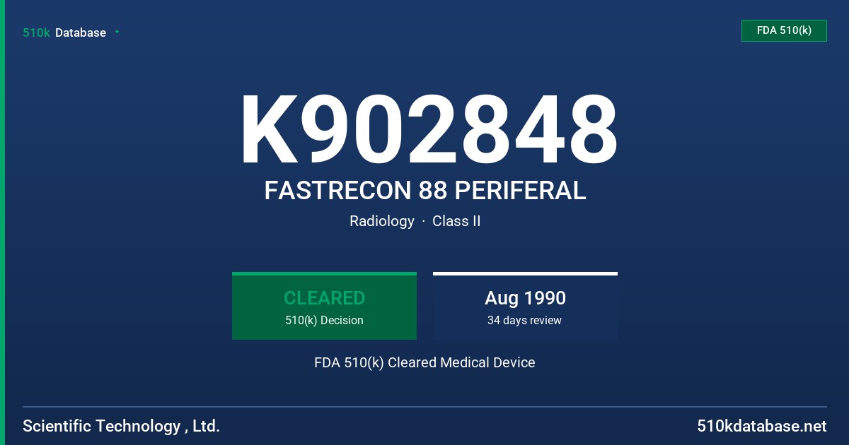 K902848 FASTRECON 88 PERIFERAL FDA 510(k) Cleared Medical Device