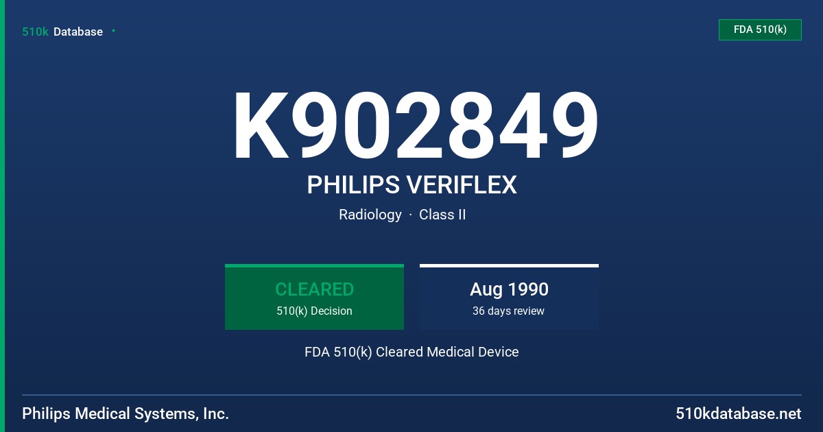 K902849 PHILIPS VERIFLEX FDA 510(k) Cleared Medical Device