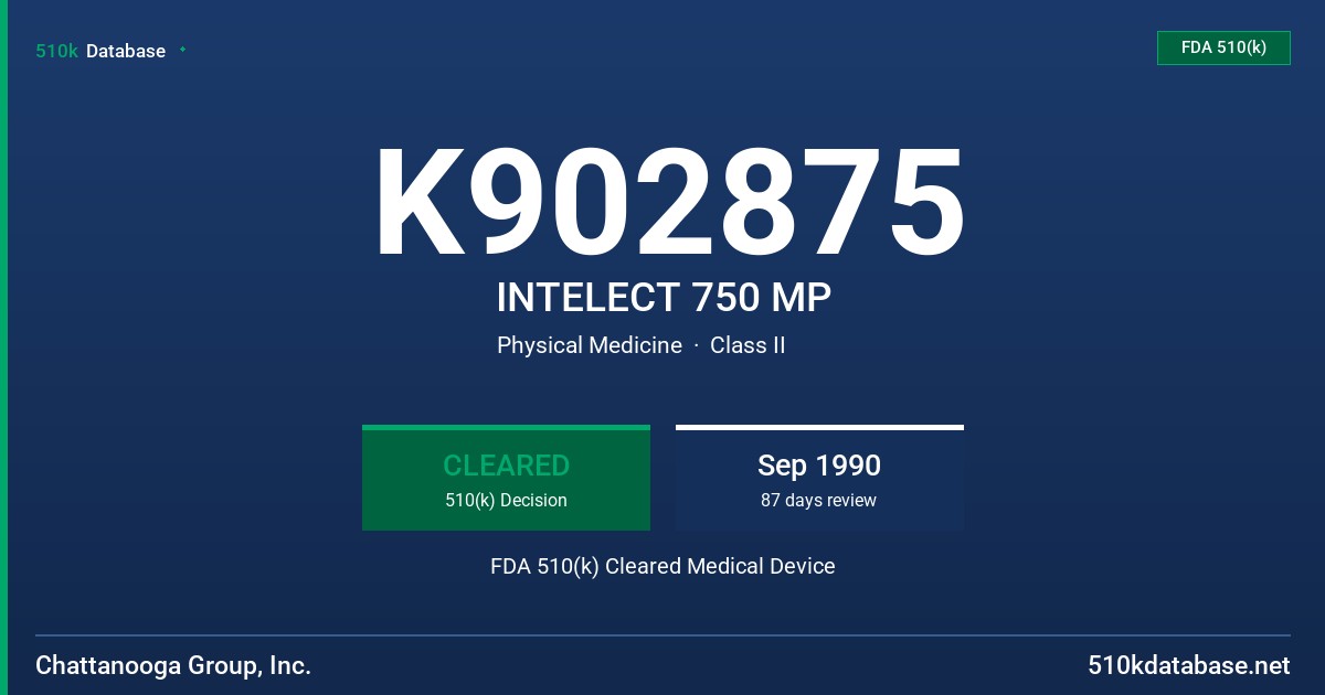 K902875 INTELECT 750 MP FDA 510(k) Cleared Medical Device