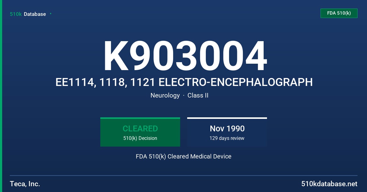 K903004 EE1114, 1118, 1121 ELECTRO-ENCEPHALOGRAPH FDA 510(k) Cleared Medical Device