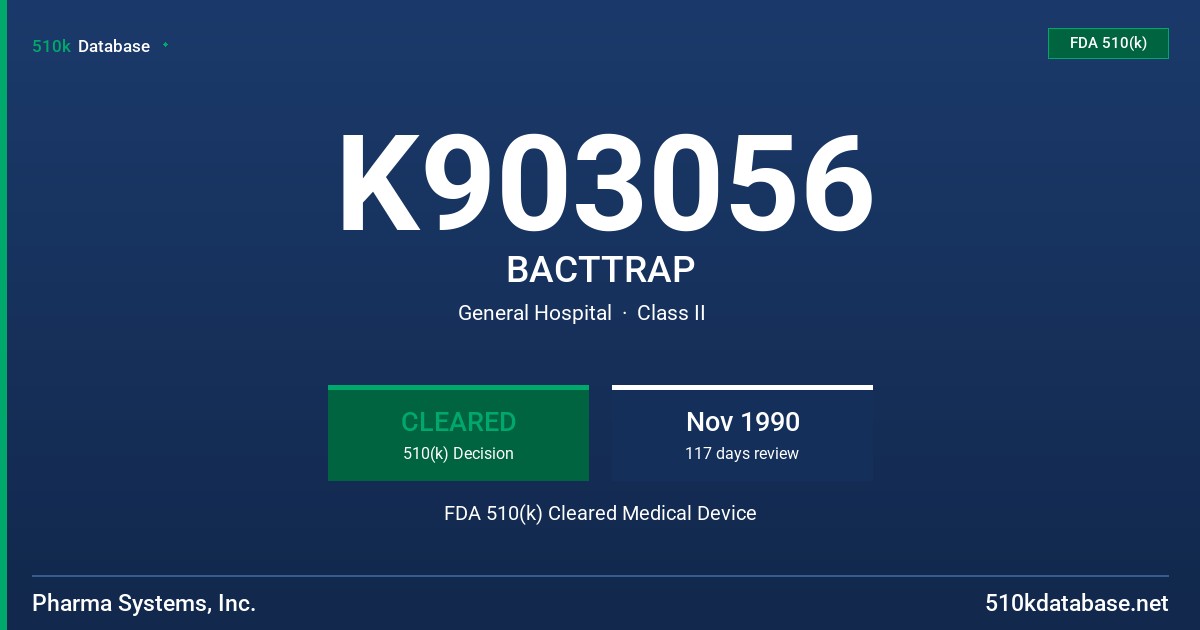 K903056 BACTTRAP FDA 510(k) Cleared Medical Device
