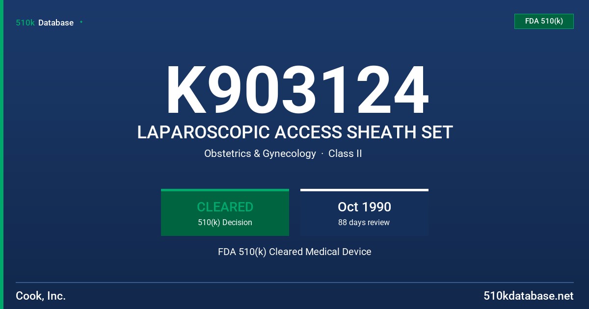 K903124 LAPAROSCOPIC ACCESS SHEATH SET FDA 510(k) Cleared Medical Device