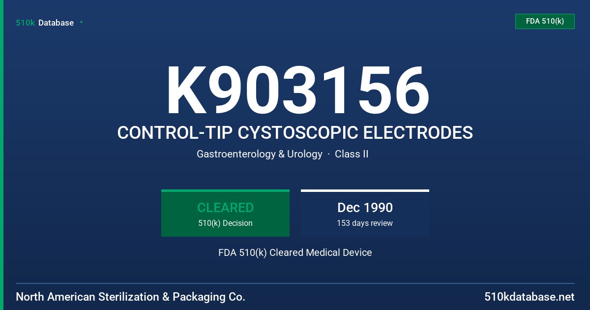 K903156 CONTROL-TIP CYSTOSCOPIC ELECTRODES FDA 510(k) Cleared Medical Device