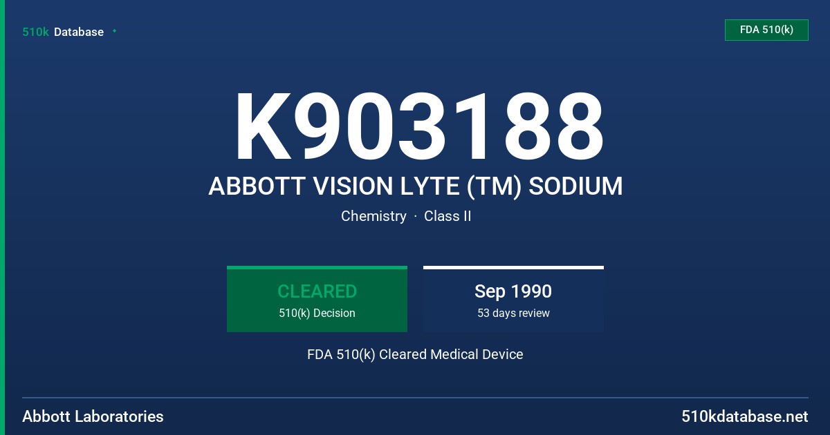 K903188 ABBOTT VISION LYTE (TM) SODIUM FDA 510(k) Cleared Medical Device