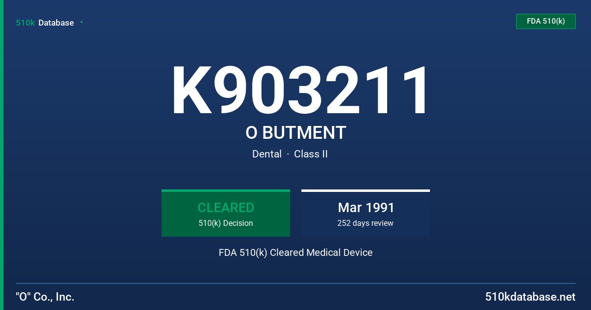 K903211 O BUTMENT FDA 510(k) Cleared Medical Device