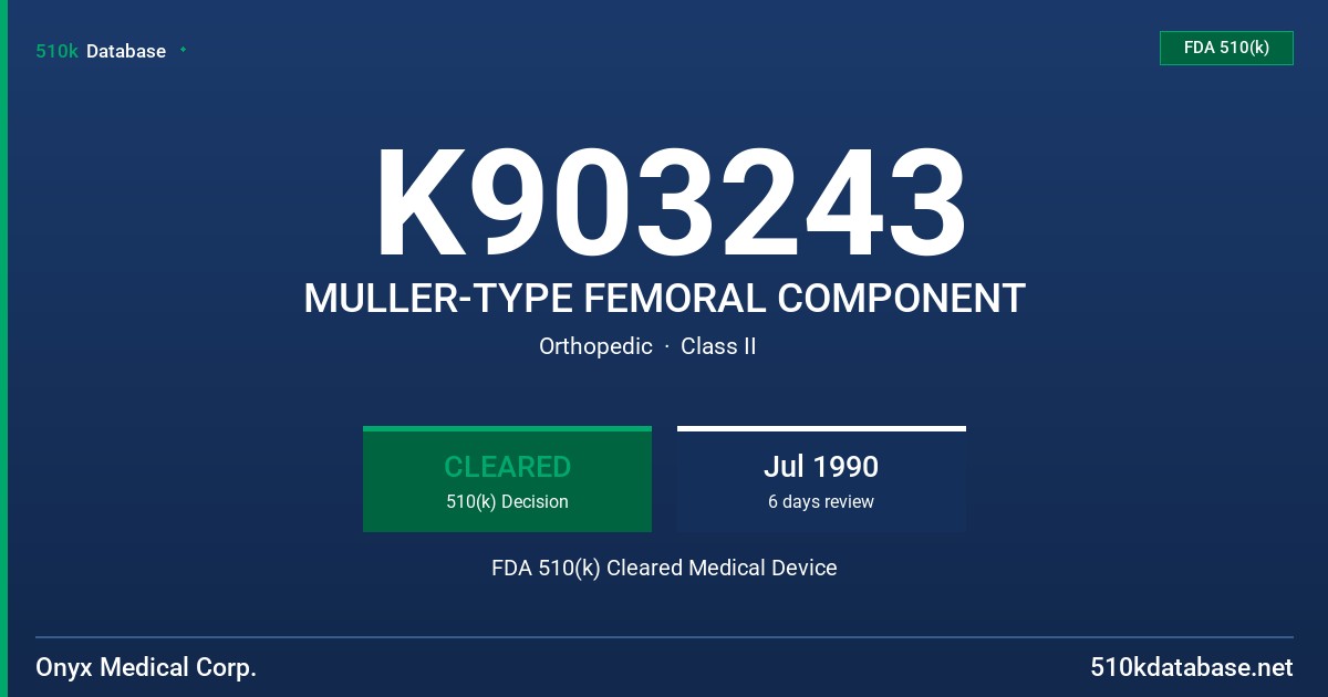 K903243 MULLER-TYPE FEMORAL COMPONENT FDA 510(k) Cleared Medical Device