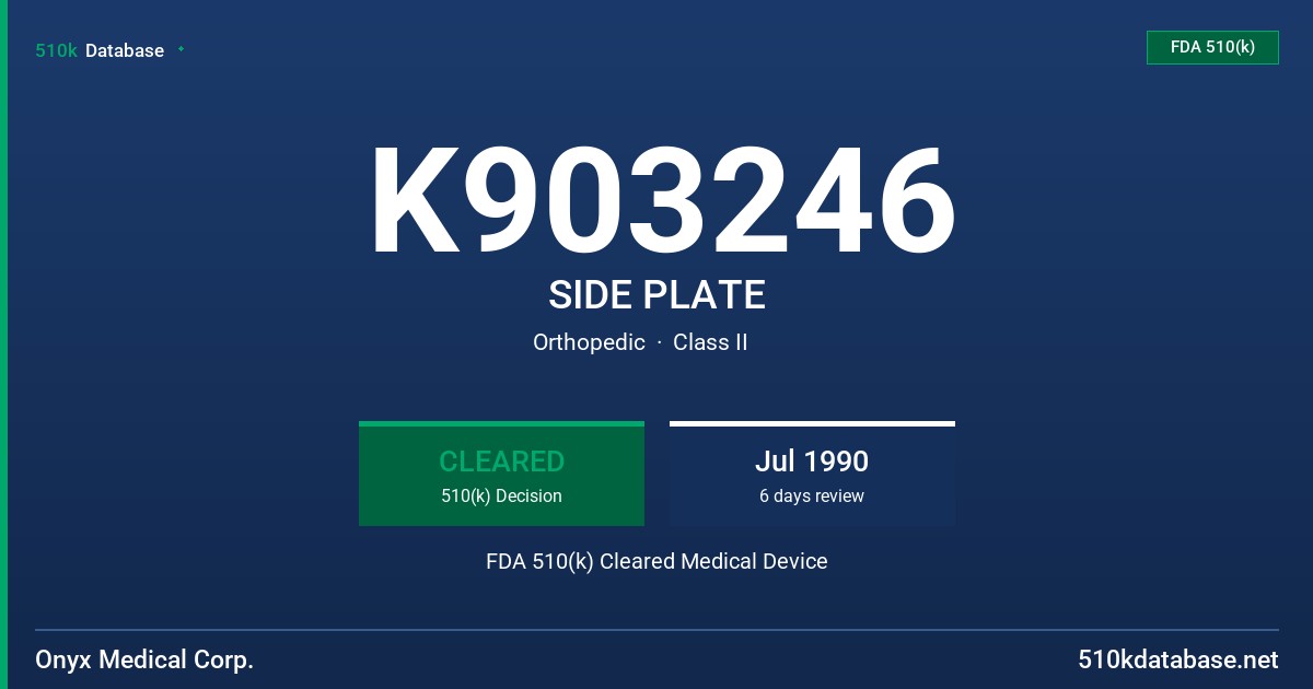 K903246 SIDE PLATE FDA 510(k) Cleared Medical Device