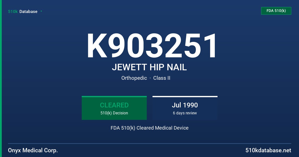 K903251 JEWETT HIP NAIL FDA 510(k) Cleared Medical Device
