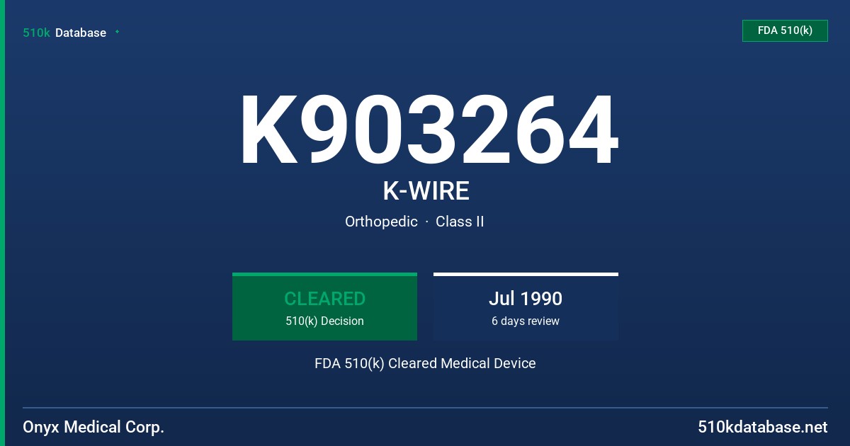 K903264 K-WIRE FDA 510(k) Cleared Medical Device