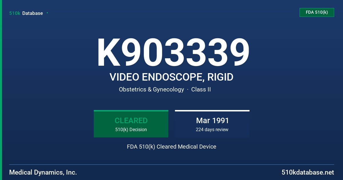K903339 VIDEO ENDOSCOPE, RIGID FDA 510(k) Cleared Medical Device