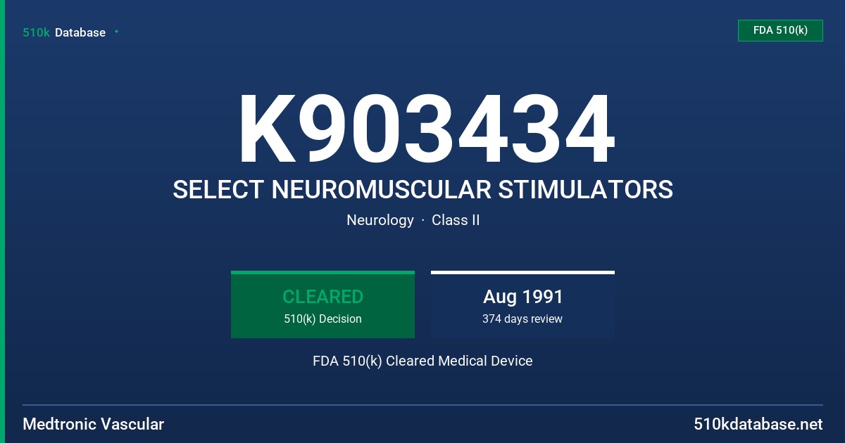K903434 SELECT NEUROMUSCULAR STIMULATORS FDA 510(k) Cleared Medical Device
