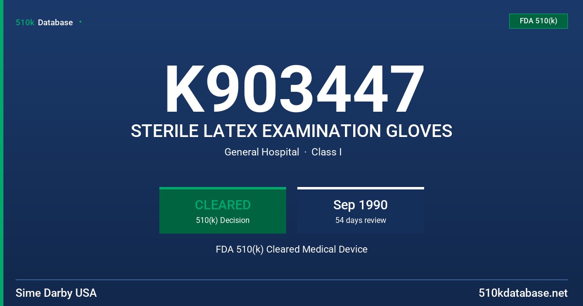 K903447 STERILE LATEX EXAMINATION GLOVES FDA 510(k) Cleared Medical Device