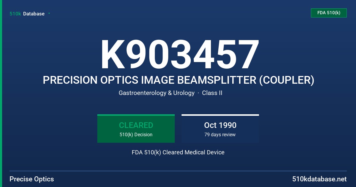 K903457 PRECISION OPTICS IMAGE BEAMSPLITTER (COUPLER) FDA 510(k) Cleared Medical Device