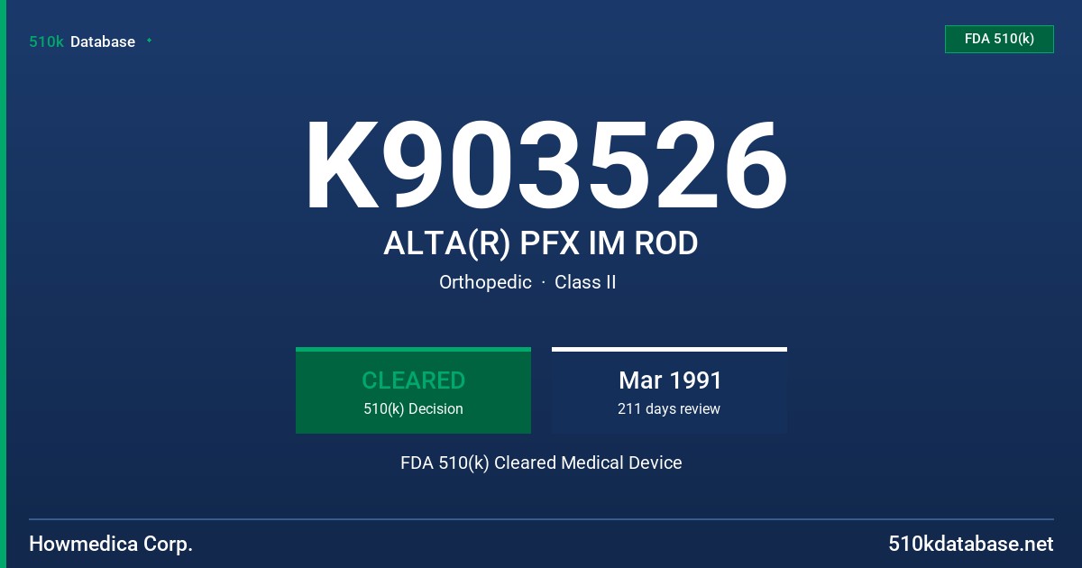 K903526 ALTA(R) PFX IM ROD FDA 510(k) Cleared Medical Device
