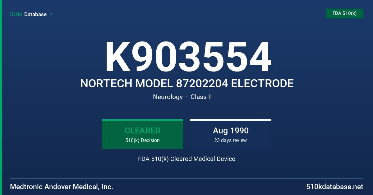 K903554 NORTECH MODEL 87202204 ELECTRODE FDA 510(k) Cleared Medical Device