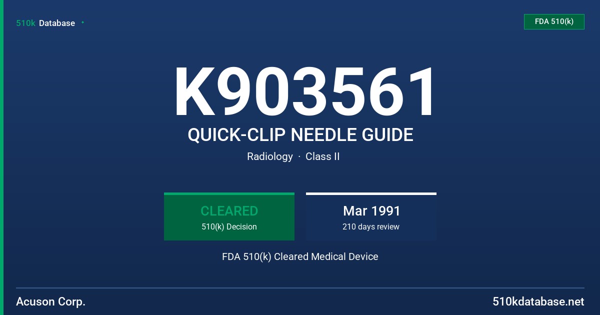 K903561 QUICK-CLIP NEEDLE GUIDE FDA 510(k) Cleared Medical Device
