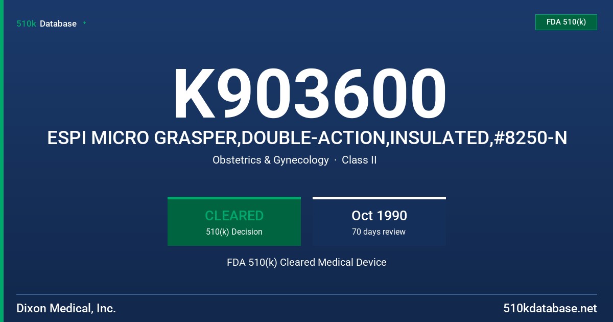 K903600 ESPI MICRO GRASPER,DOUBLE-ACTION,INSULATED,#8250-N FDA 510(k) Cleared Medical Device