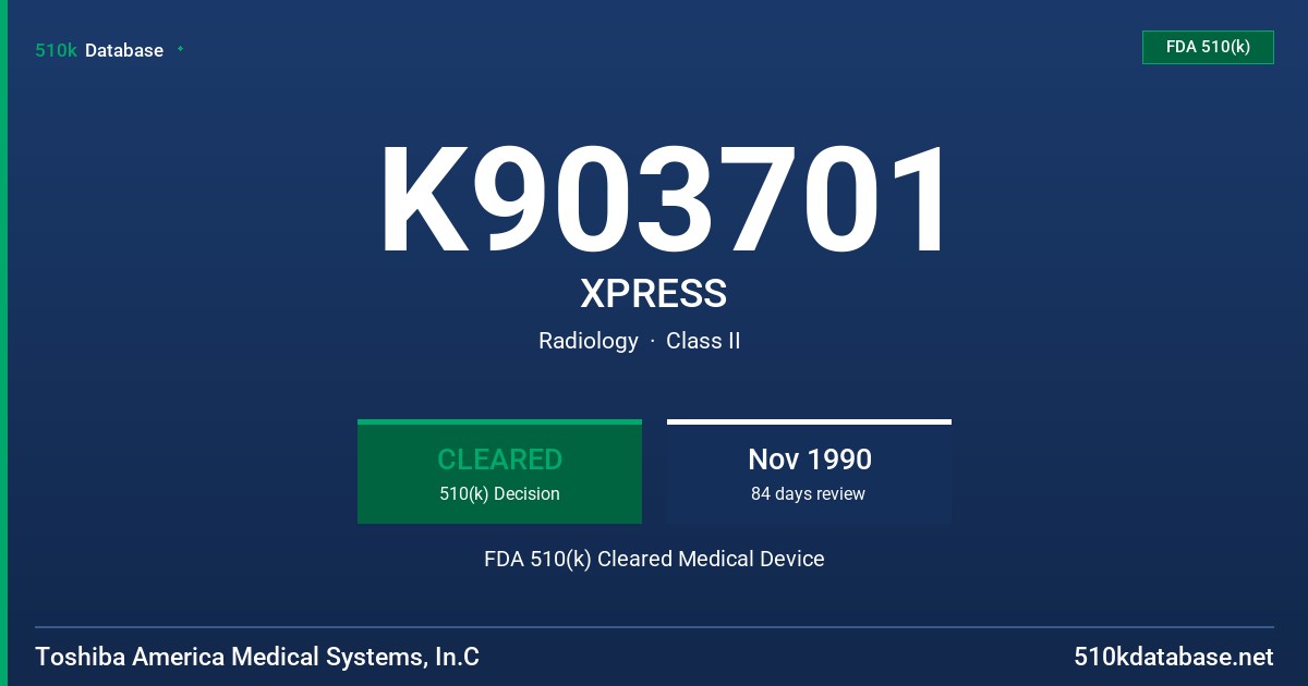 K903701 XPRESS FDA 510(k) Cleared Medical Device