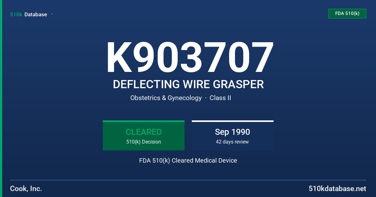 K903707 DEFLECTING WIRE GRASPER FDA 510(k) Cleared Medical Device