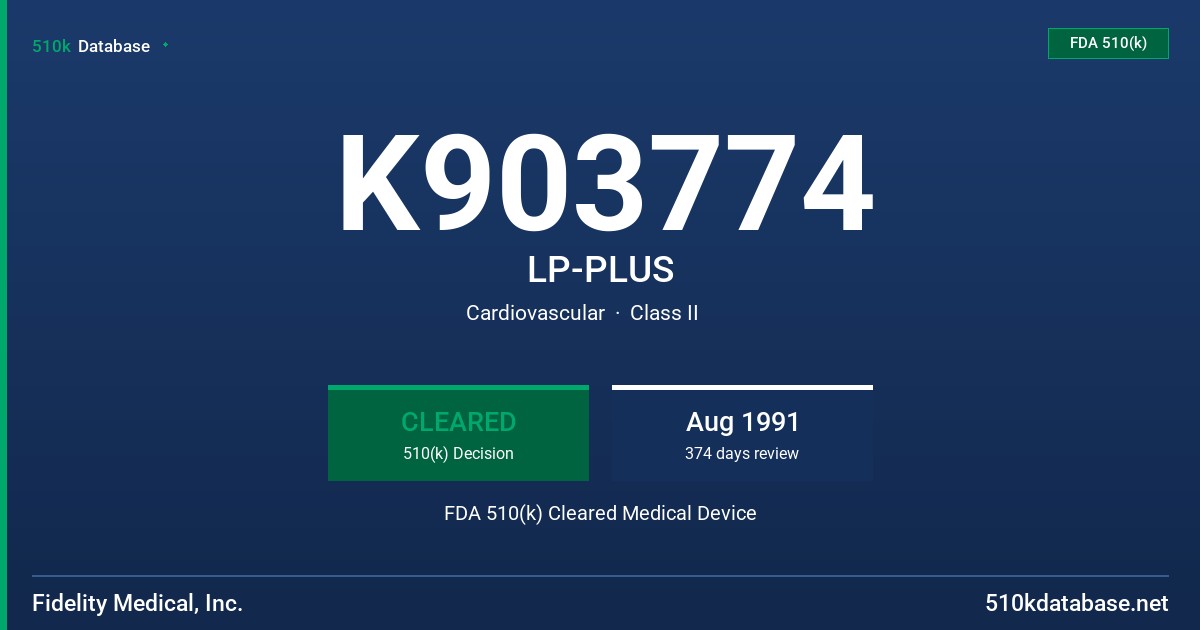 K903774 LP-PLUS FDA 510(k) Cleared Medical Device