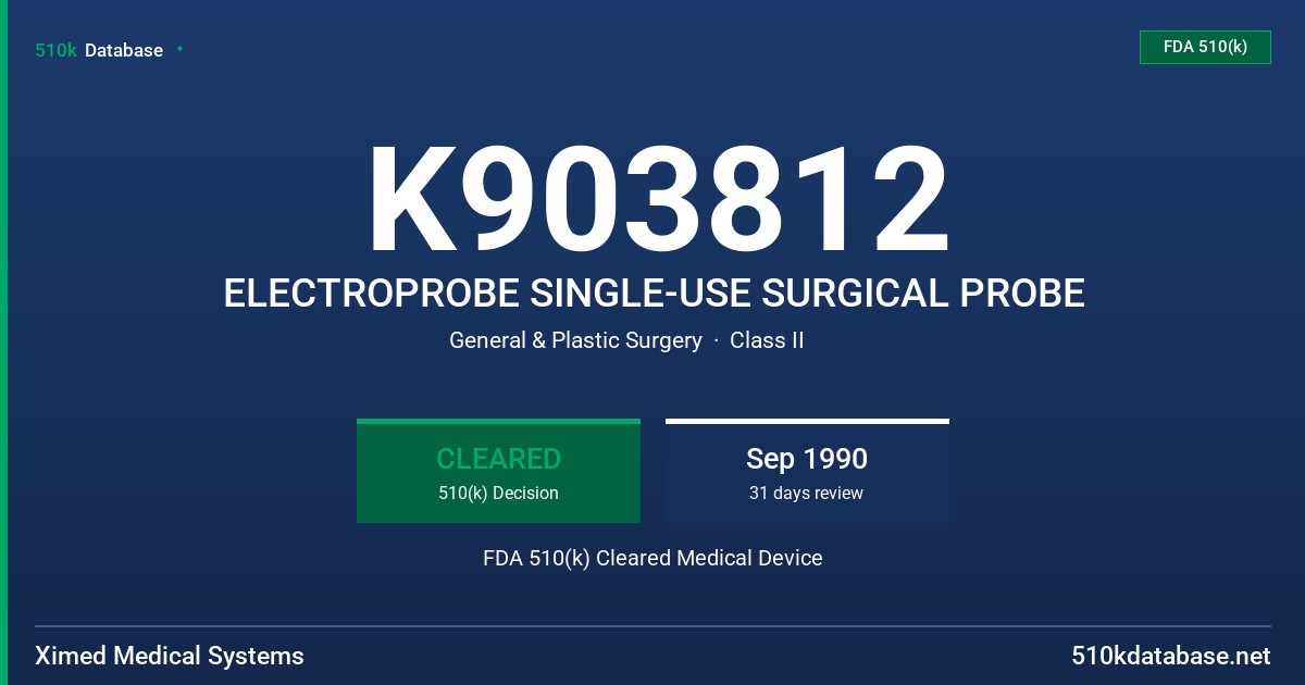 K903812 ELECTROPROBE SINGLE-USE SURGICAL PROBE FDA 510(k) Cleared Medical Device