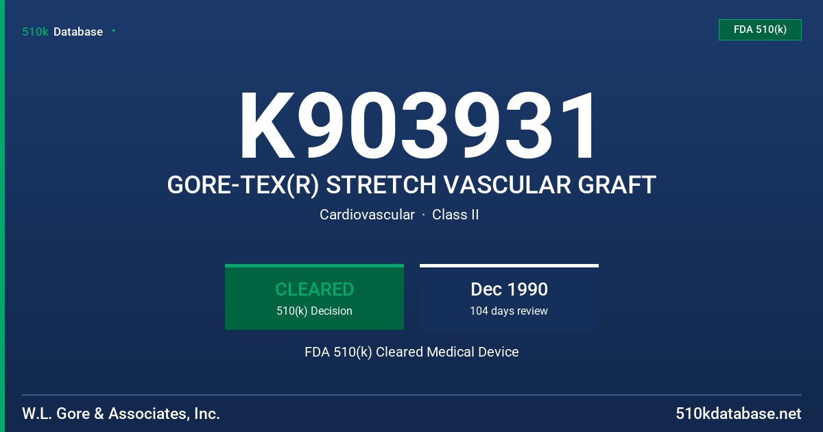 K903931 GORE-TEX(R) STRETCH VASCULAR GRAFT FDA 510(k) Cleared Medical Device