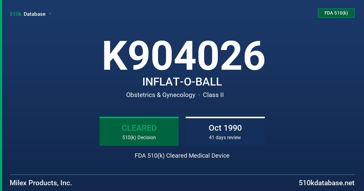 K904026 INFLAT-O-BALL FDA 510(k) Cleared Medical Device
