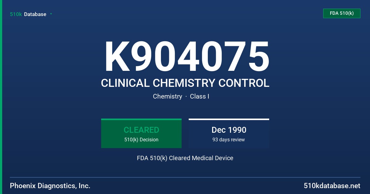 K904075 CLINICAL CHEMISTRY CONTROL FDA 510(k) Cleared Medical Device